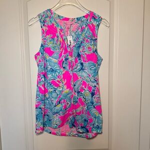 Lilly Pulitzer Pink & Aqua Floral Button-Front Tunic